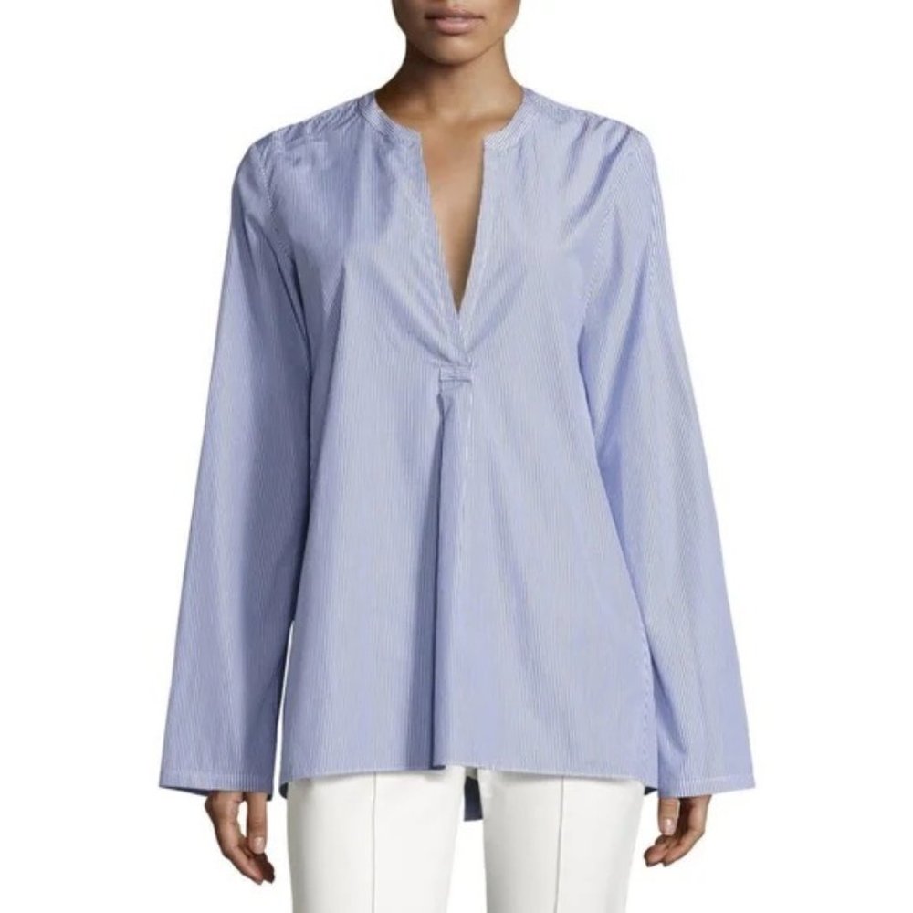 NWOT Theory Ofeliah Blue And White Striped Open Back Tunic